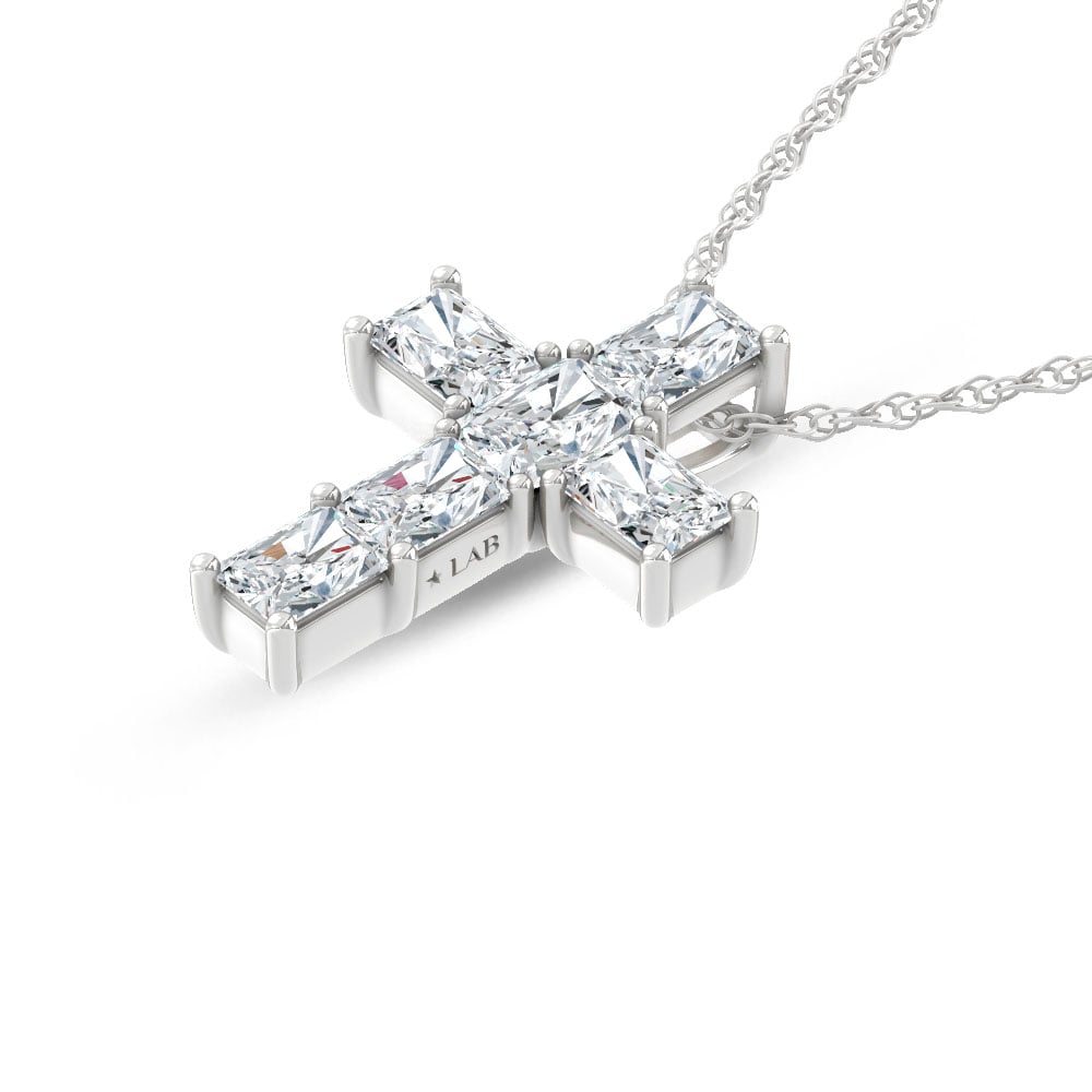 14K White Gold Lab Grown Diamond 1 Ct.Tw. Cross Pendant