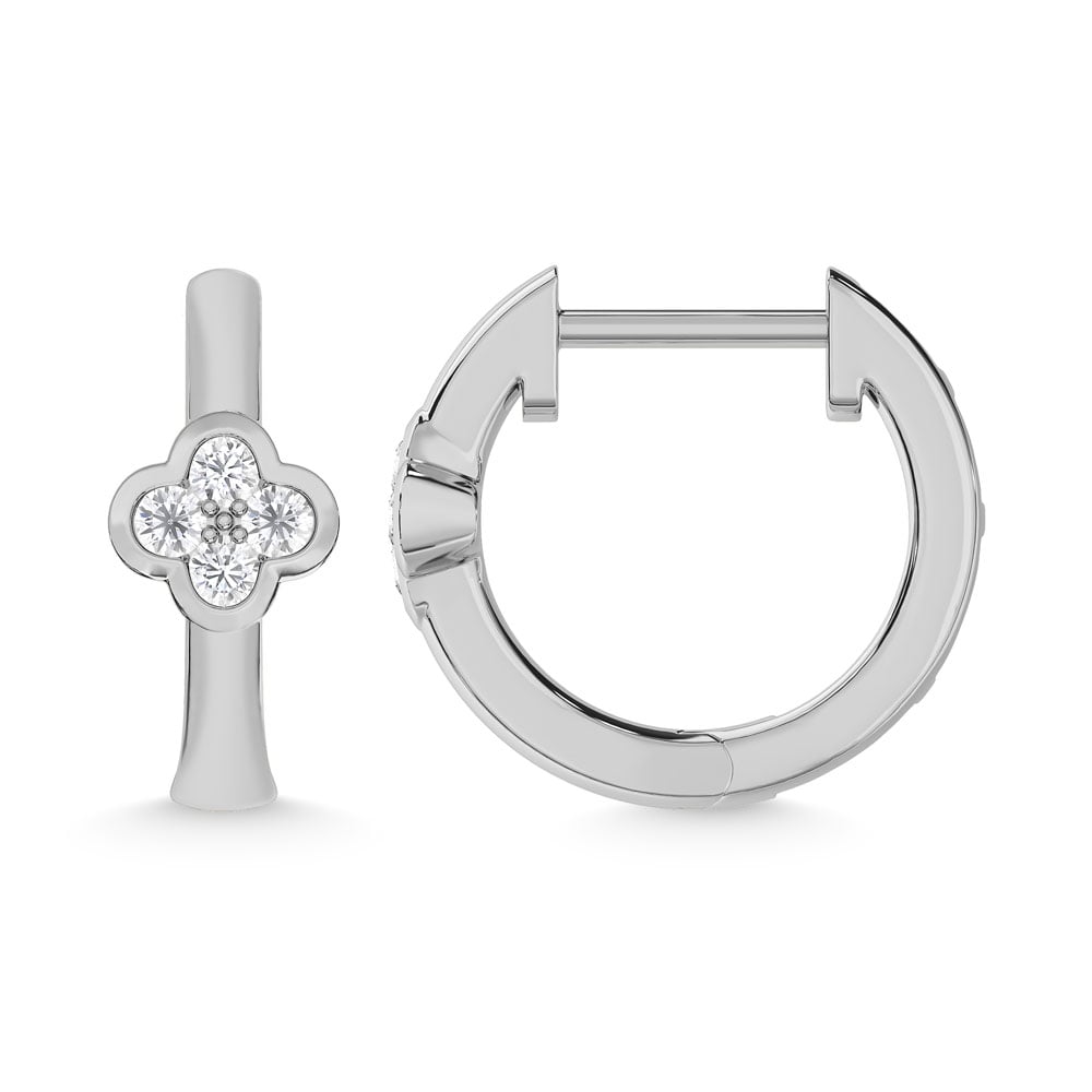10K White Gold Lab Grown Diamond 1/10 Ct.Tw. Hoop Earrings