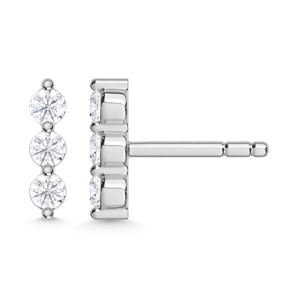 10K White Gold Lab Grown Diamond 1/6 Ct.Tw. Three Stone Earrings