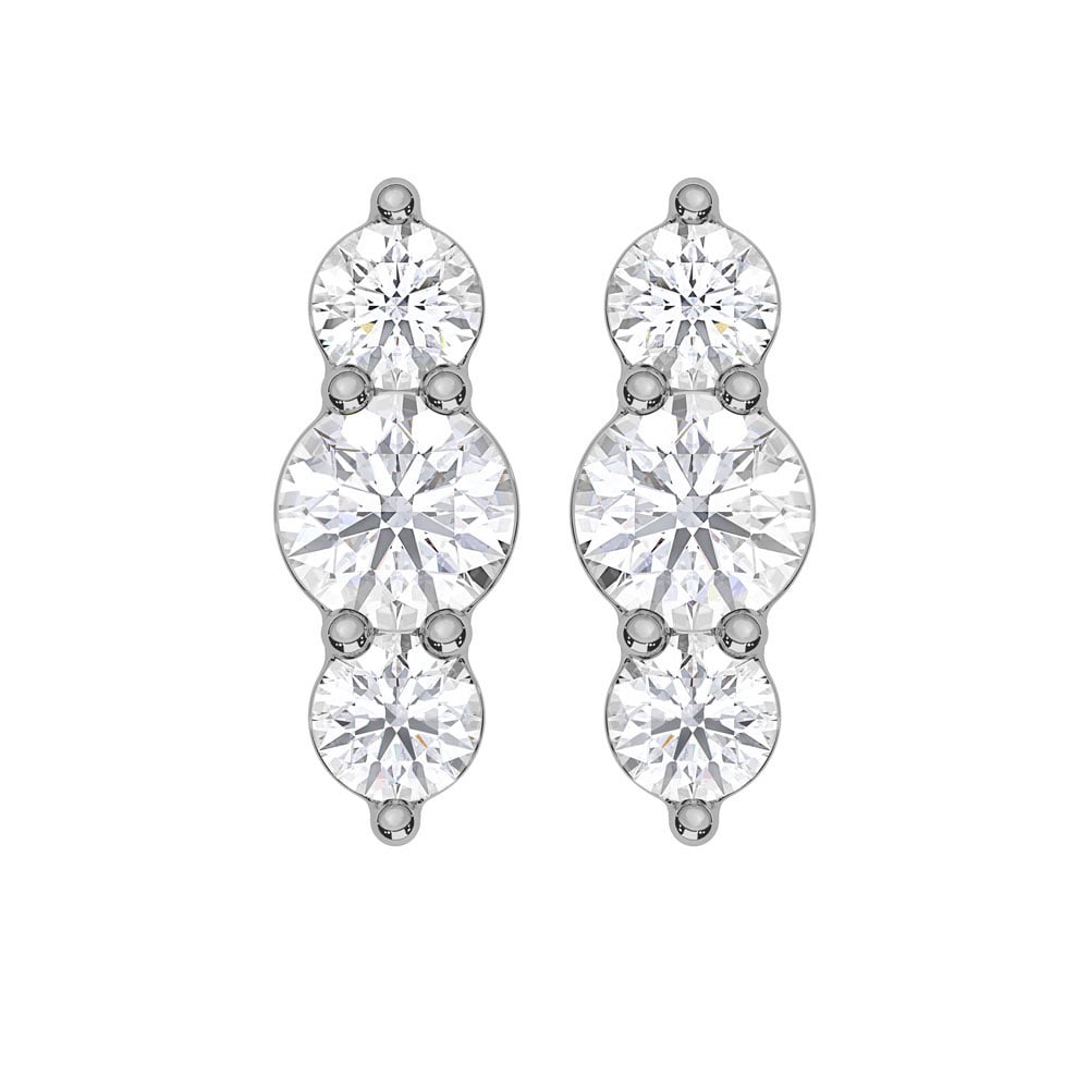 10K White Gold Lab Grown Diamond 1/5 Ct.Tw. Three Stone Earrings