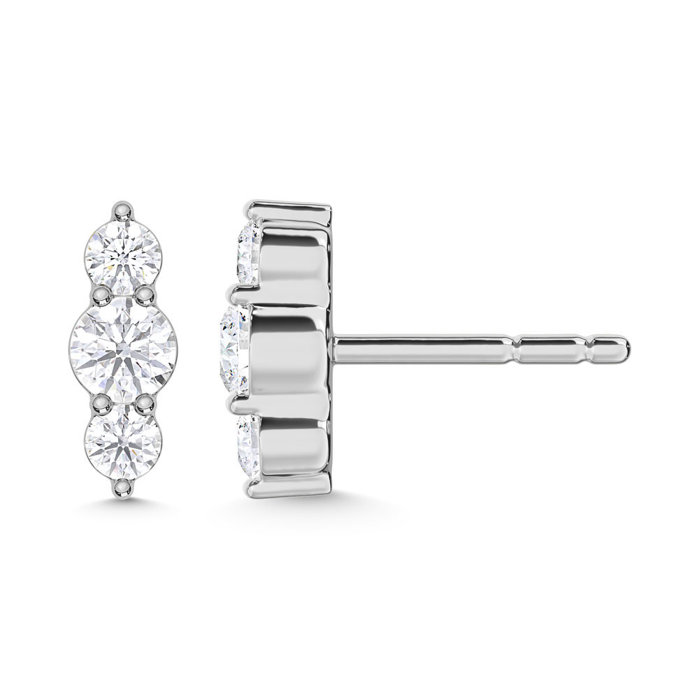 10K White Gold Lab Grown Diamond 1/5 Ct.Tw. Three Stone Earrings
