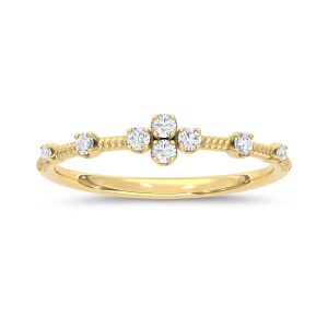 10K Two Tone 1/8 Ct.Tw. Lab Grown Diamond Stackable Band