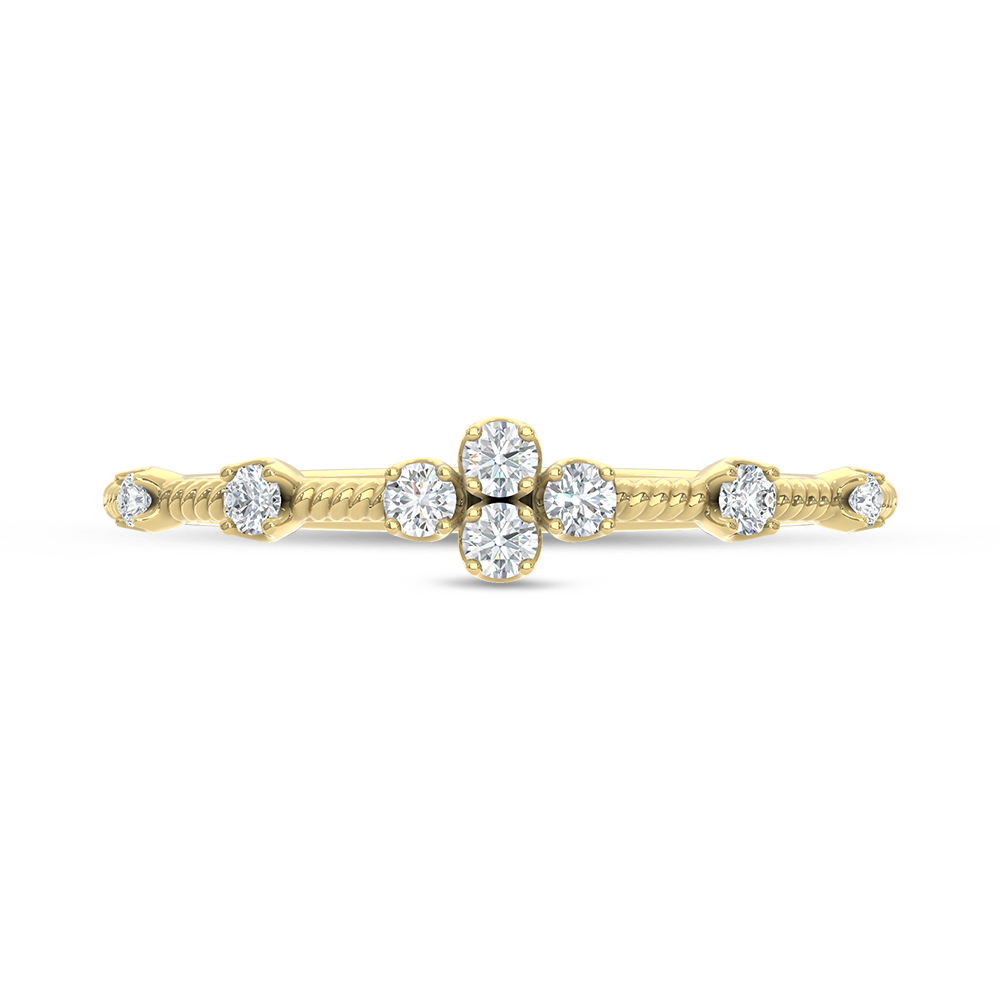 10K Two Tone 1/8 Ct.Tw. Lab Grown Diamond Stackable Band