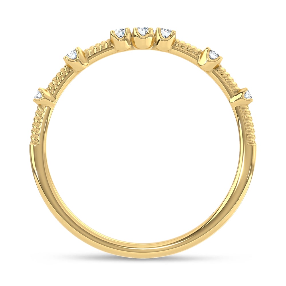 10K Two Tone 1/8 Ct.Tw. Lab Grown Diamond Stackable Band