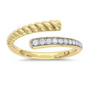 10K Two Tone 1/6 Ct.Tw. Lab Grown Diamond Bypass Ring