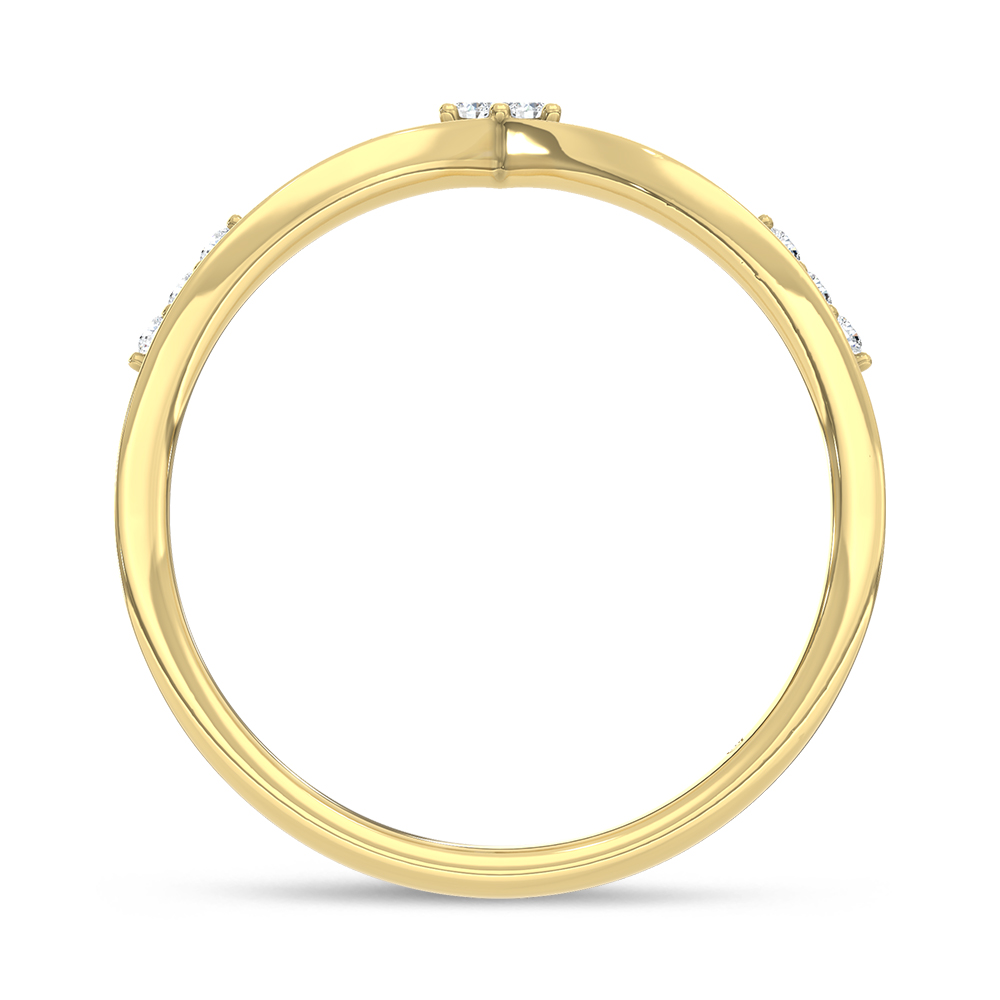 10K Two Tone 1/20 Ct.Tw. Lab Grown Diamond Chevron Band