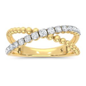 10K Two Tone 1/5 Ct.Tw. Lab Grown Diamond Crossover Fashion Ring