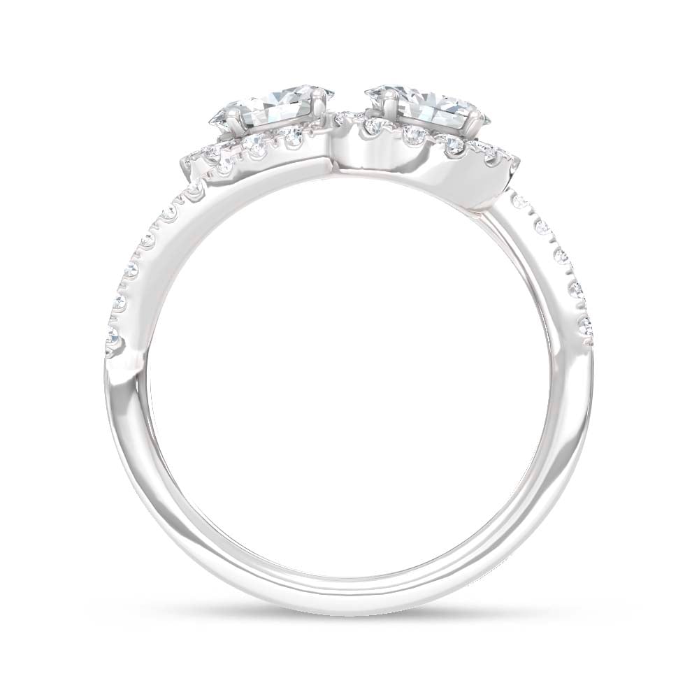 14K White Gold Lab Grown Diamond Round and Oval 1 1/3 Ct.Tw. Fashion Ring