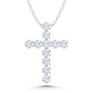 14K White Gold Lab Grown Diamond 1 Ct.Tw. Cross Pendant