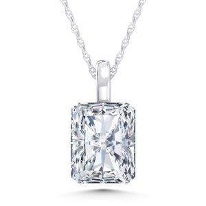14K White Gold Lab Grown Diamond 1/2 Ct.Tw. Elongated Radiant Pendant With Stiff Bail