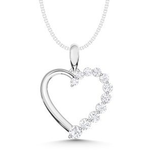 10K White Gold Lab Grown Diamond 1/3 Ct.Tw. Heart Pendant With Chain