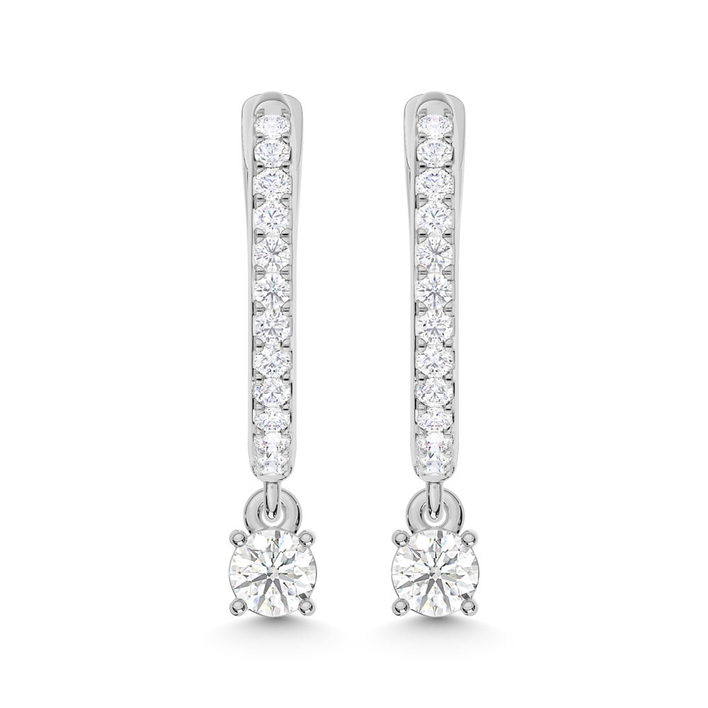 10K White Gold Lab Grown Diamond 1/4 Ct.Tw. Hoop Earrings