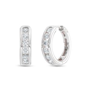 14K White Gold Lab Grown Diamond  1 Ct.Tw. Hoop Earrings