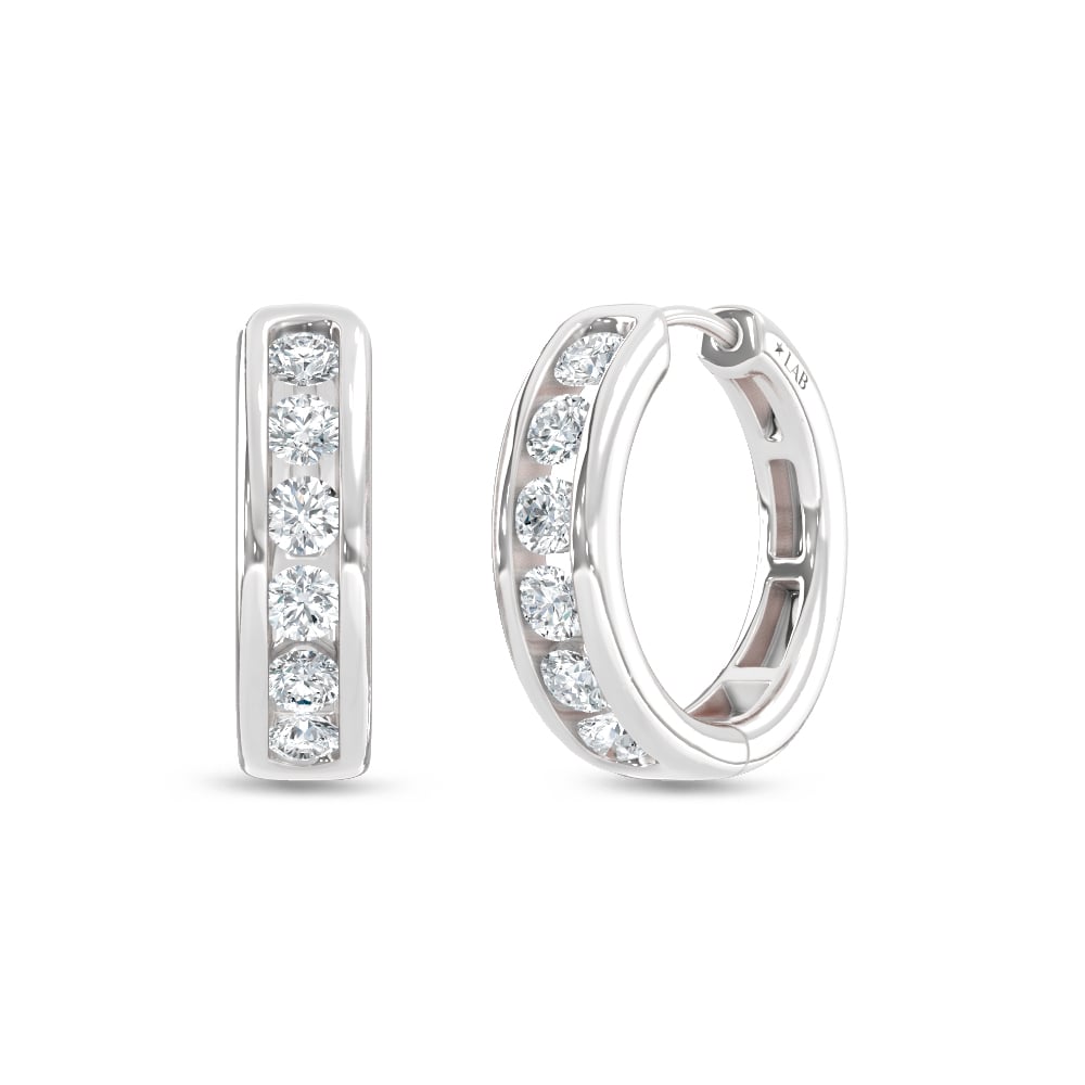 14K White Gold Lab Grown Diamond 1 Ct.Tw. Hoop Earrings