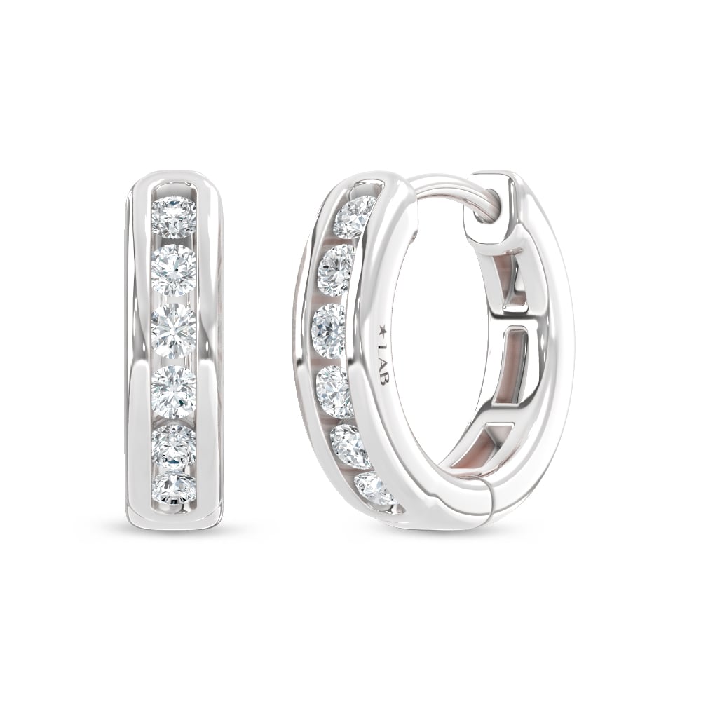 10K White Gold Lab Grown Diamond Channel set 1/4 Ct.Tw. Hoop Earrings