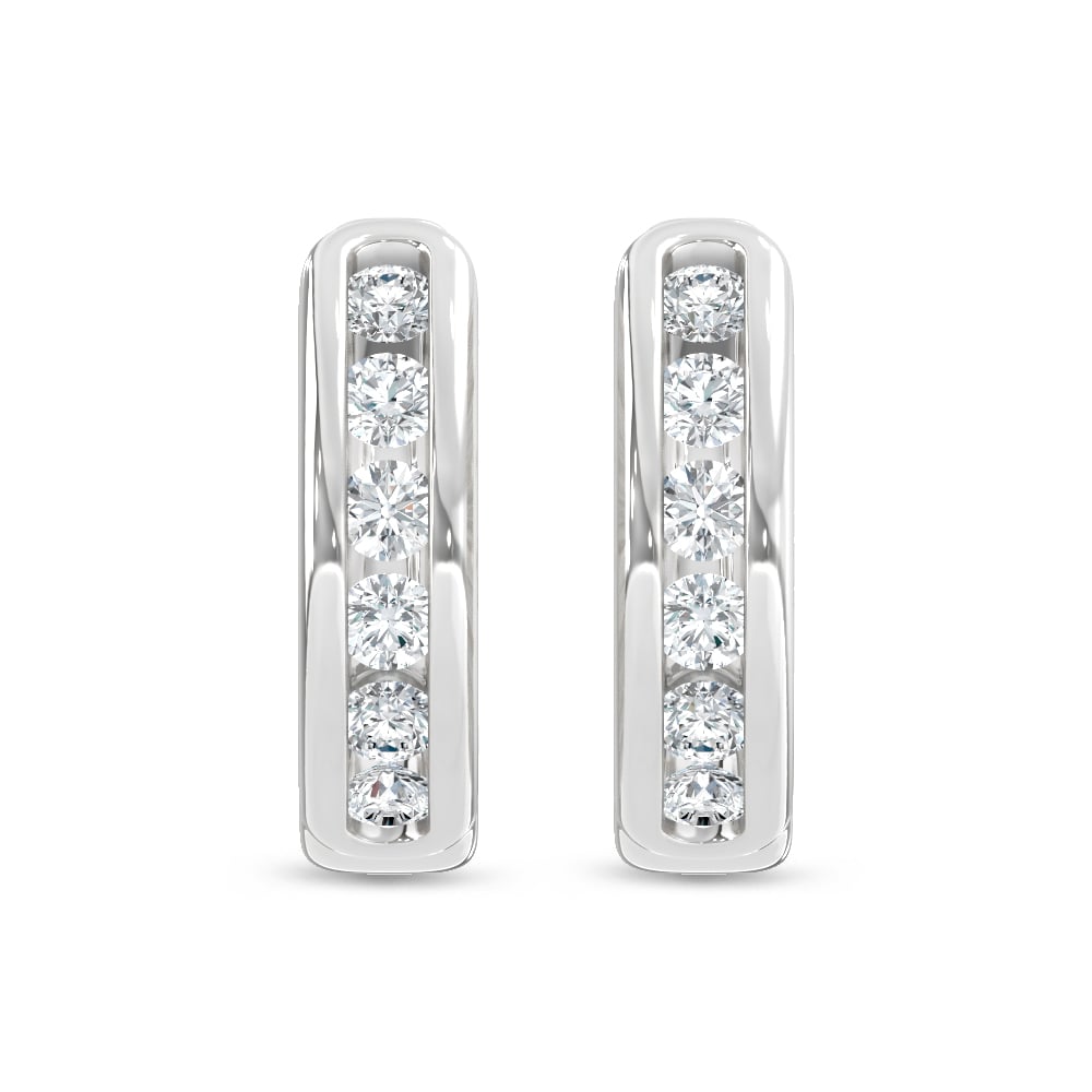 10K White Gold Lab Grown Diamond Channel set 1/4 Ct.Tw. Hoop Earrings