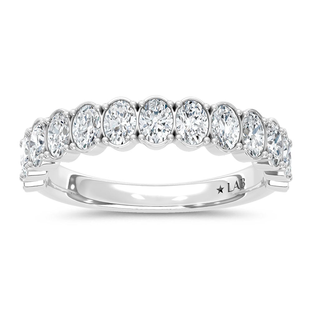 14K White Gold Lab Grown Diamond 1 3/4 Ct.Tw. Oval Shape Wedding Band