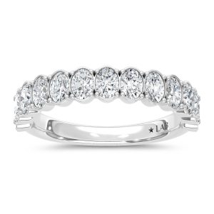 14K White Gold Lab Grown Diamond 1 1/3 Ct.Tw. Oval Shape Wedding Band