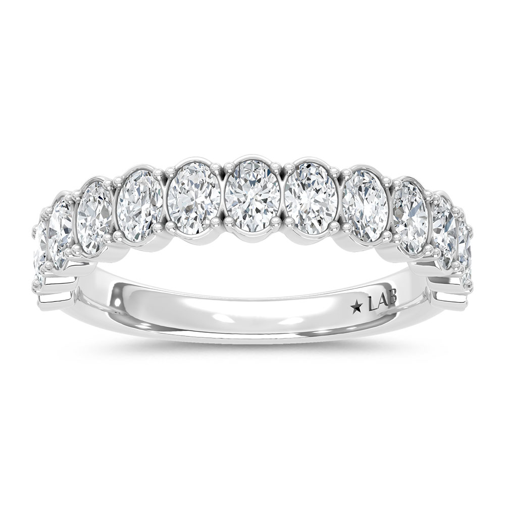 14K White Gold Lab Grown Diamond 1 1/3 Ct.Tw. Oval Shape Wedding Band