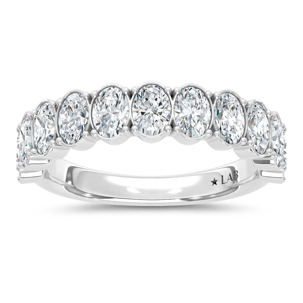 14K White Gold Lab Grown Diamond 4 Ct.Tw. Oval Shape Wedding Band