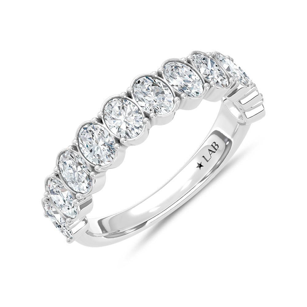 14K White Gold Lab Grown Diamond 4 Ct.Tw. Oval Shape Wedding Band