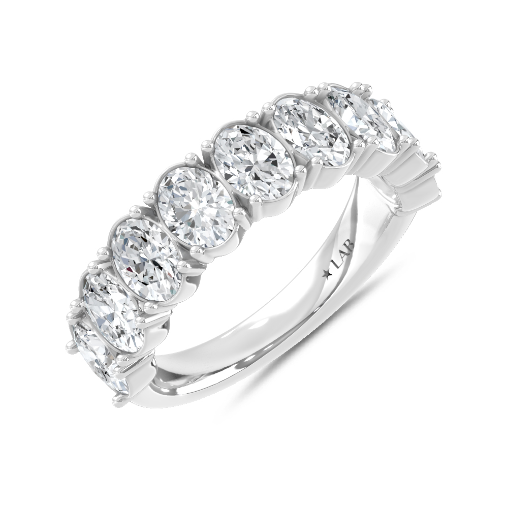 14K White Gold Lab Grown Diamond 3 Ct.Tw. Oval Band