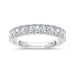 14K White Gold Lab Grown Diamond Radiant Cut Shape 1 1/2 Ct.Tw. Half Way Band