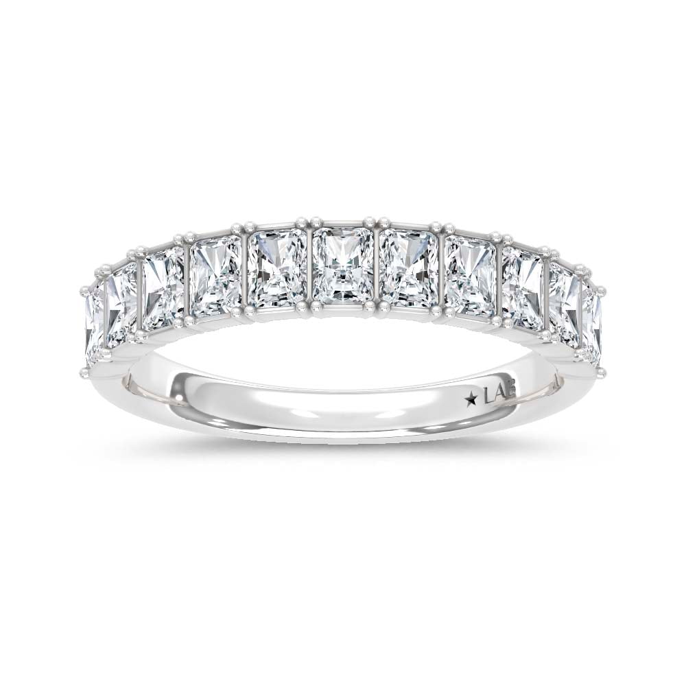 14K White Gold Lab Grown Diamond Radiant Cut Shape 1 1/2 Ct.Tw. Half Way Band