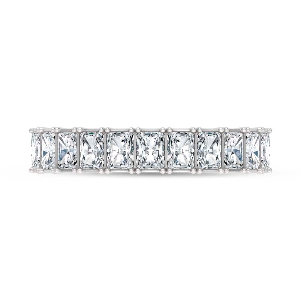 14K White Gold Lab Grown Diamond Radiant Cut Shape 1 1/2 Ct.Tw. Half Way Band
