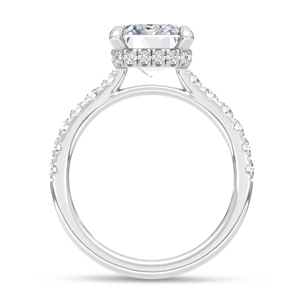 14K White Gold Lab Grown Diamond 4 1/2 Ct.Tw. Emerald Hidden Halo Engagement Ring (IGI Certified Center 4ct)