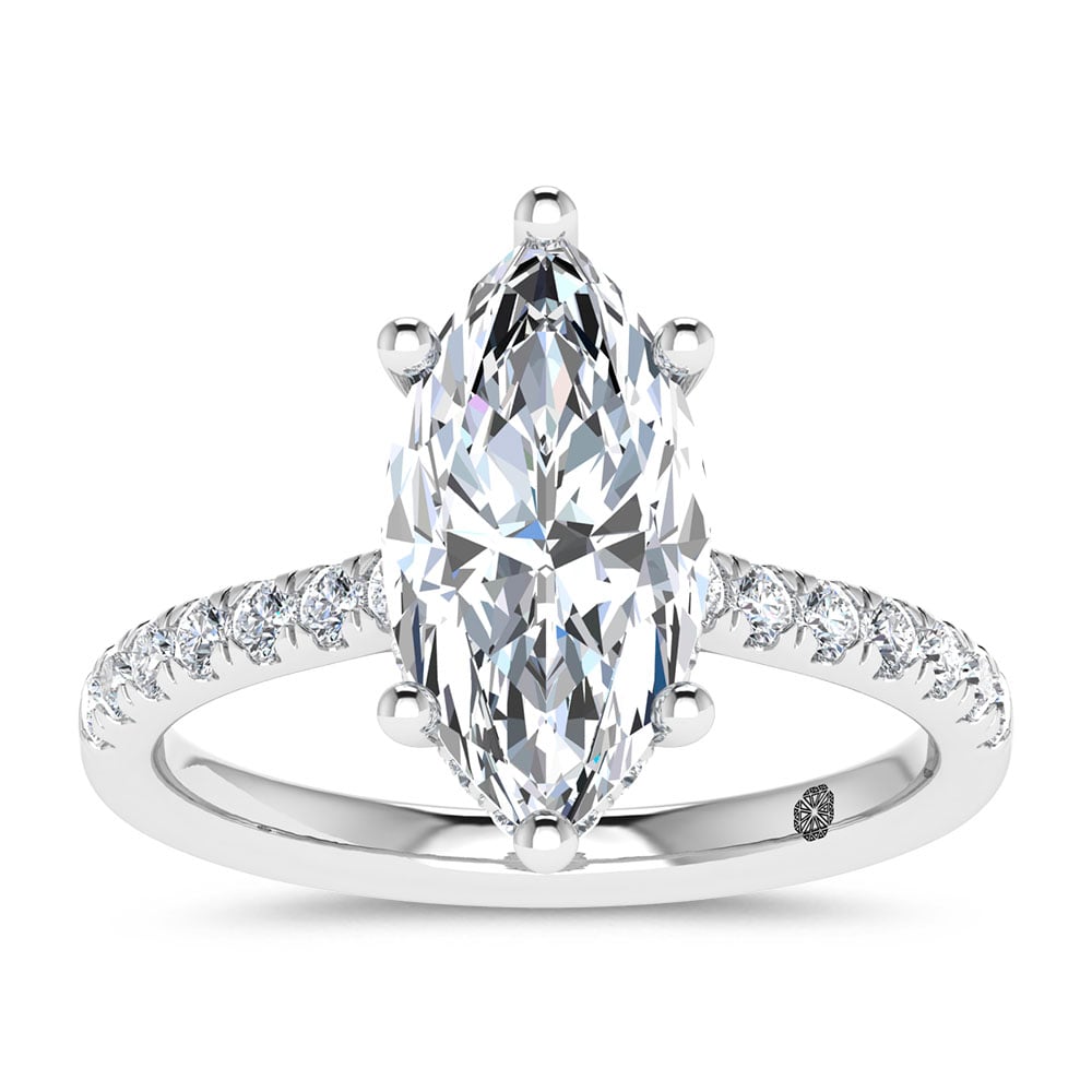 14K White Gold 2 3/8 Ct.Tw. Lab Grown Diamond Marquise Shape Engagement Ring (IGI Certified Center 2ct)