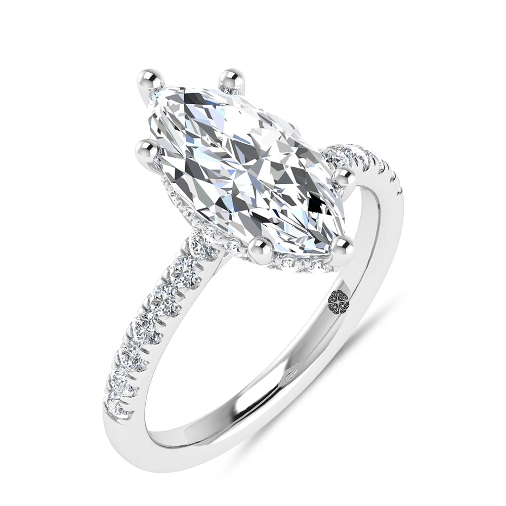 14K White Gold 2 3/8 Ct.Tw. Lab Grown Diamond Marquise Shape Engagement Ring (IGI Certified Center 2ct)