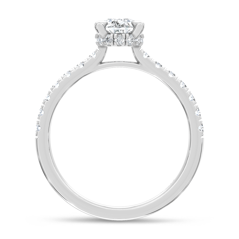 14K White Gold Lab Grown Diamond 1 3/8CT Hidden Halo Engagement Ring (Center 1 CT Pear)