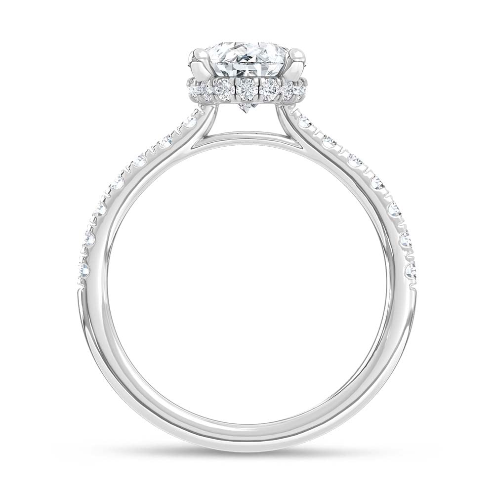 14K White Gold Lab Grown Diamond 2 3/8 Ct.Tw. Pear Hidden Halo Engagement Ring (IGI Certified Center 2ct)