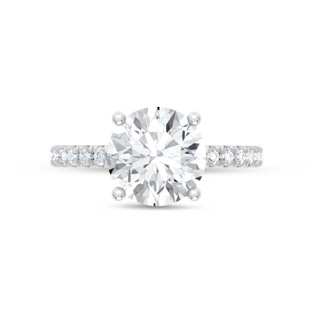 14K White Gold Lab Grown Diamond 2 3/8 Ct.Tw. Round Hidden Halo Engagement Ring (IGI Certified Center 2ct)