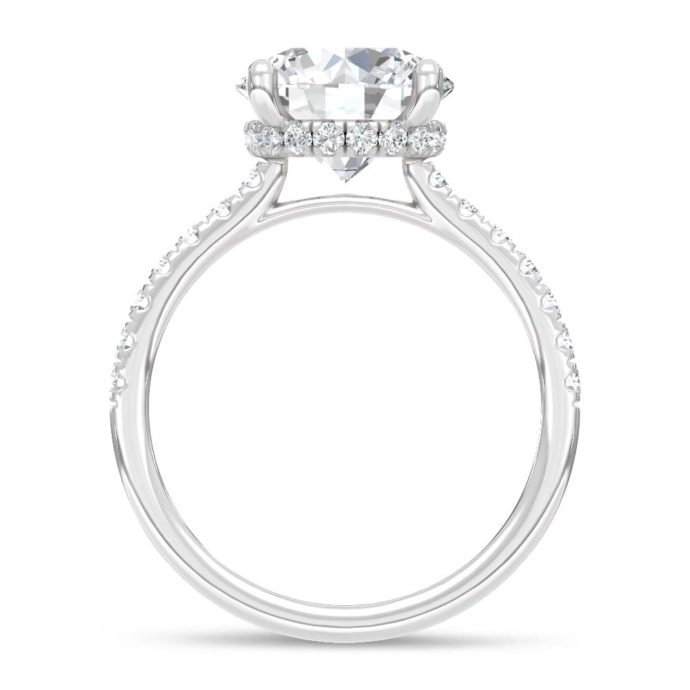 14K White Gold Lab Grown Diamond 2 3/8 Ct.Tw. Round Hidden Halo Engagement Ring (IGI Certified Center 2ct)