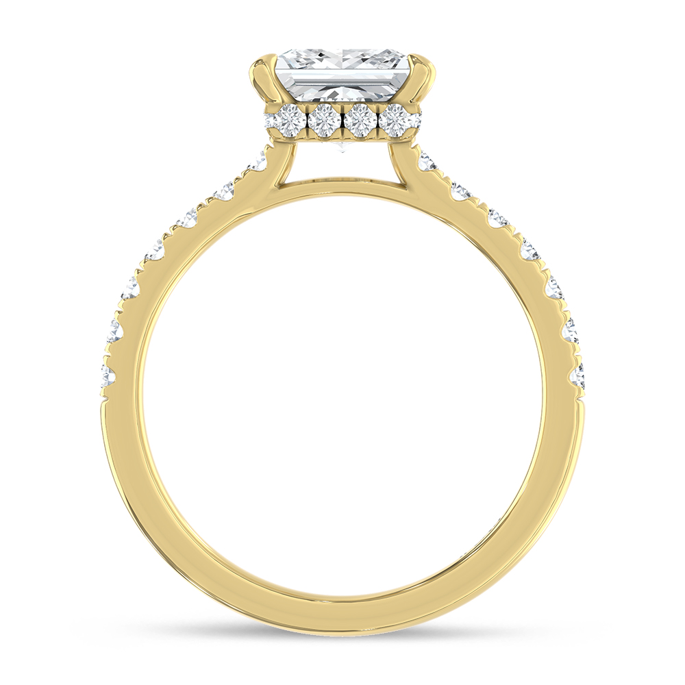 14K Yellow Gold Lab Grown Diamond 2 3/8 Ct.Tw. Princess Shape Engagement Ring (Center 2 CT)