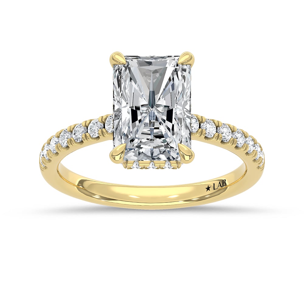 14K Yellow Gold Lab Grown Diamond 3 3/8 Ct.Tw. Radiant Shape Engagement Ring (Center 3 CT)