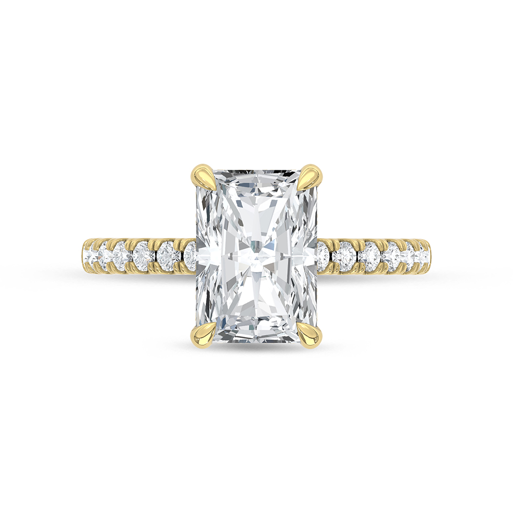 14K Yellow Gold Lab Grown Diamond 3 3/8 Ct.Tw. Radiant Shape Engagement Ring (Center 3 CT)