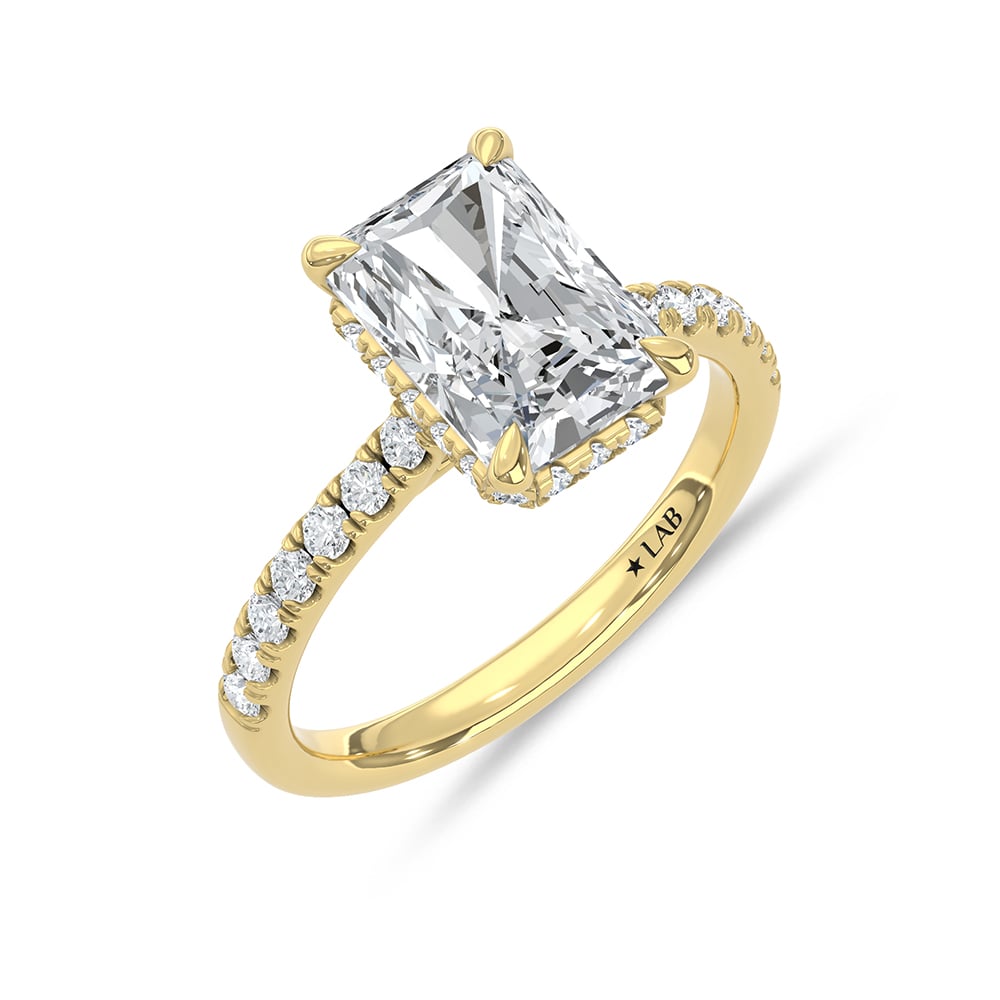 14K Yellow Gold Lab Grown Diamond 3 3/8 Ct.Tw. Radiant Shape Engagement Ring (Center 3 CT)