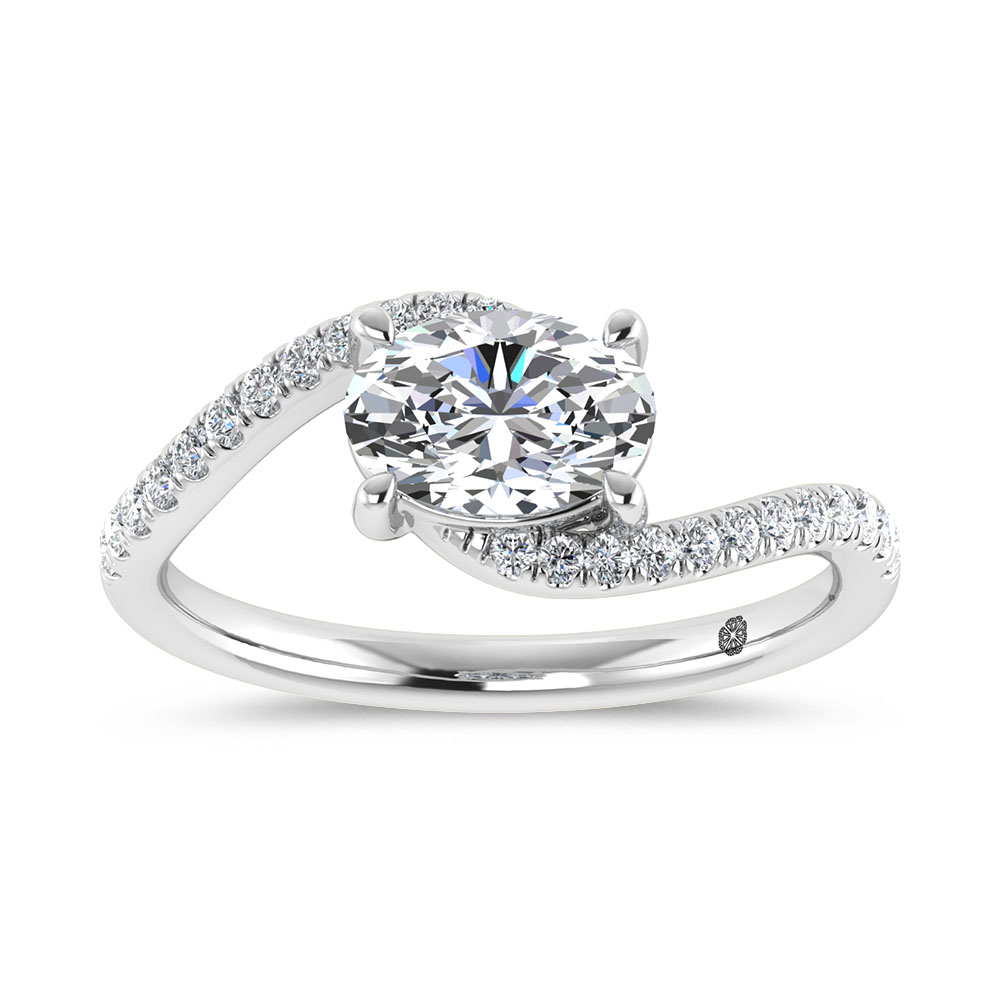 14K White Gold 2 1/6 Ct.Tw. Lab Grown Diamond Fashion Ring - Center 1 ct