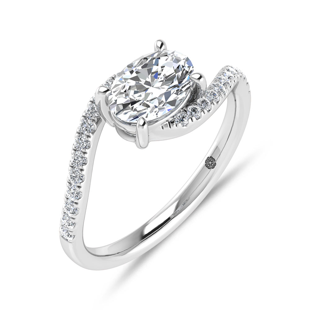 14K White Gold 2 1/6 Ct.Tw. Lab Grown Diamond Fashion Ring - Center 1 ct