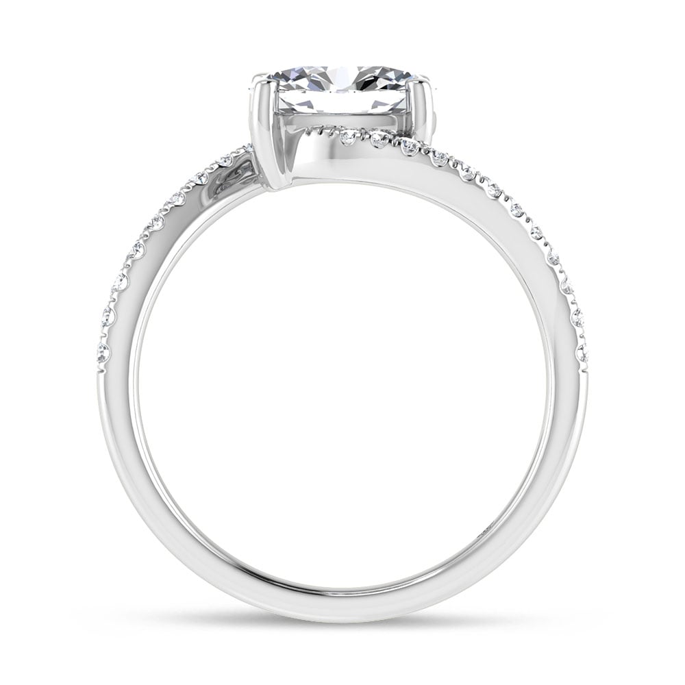 14K White Gold 2 1/6 Ct.Tw. Lab Grown Diamond Fashion Ring - Center 1 ct