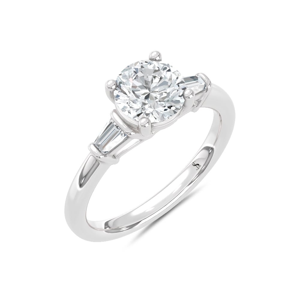 14K White Gold Lab Grown Diamond 1 5/8 Ct.Tw. Round and Tapper Three Stone Ring