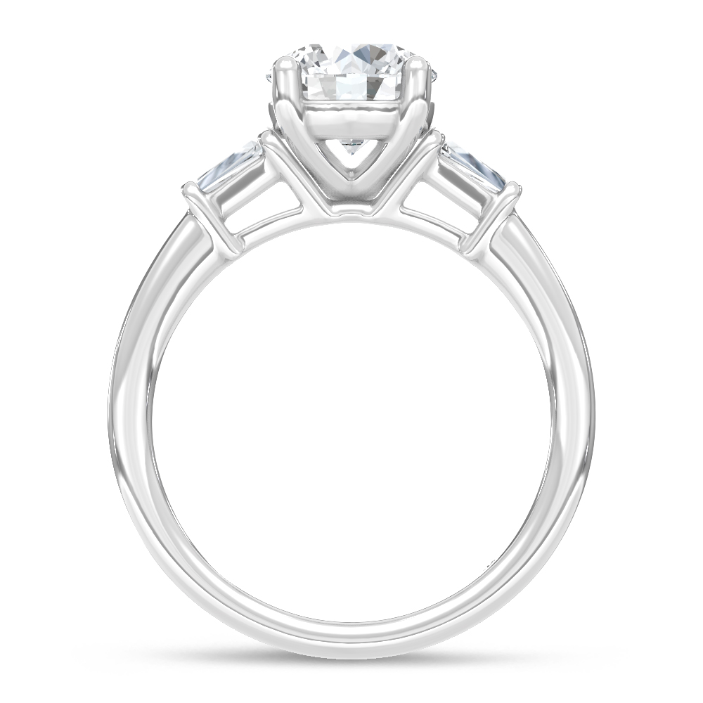 14K White Gold Lab Grown Diamond 1 5/8 Ct.Tw. Round and Tapper Three Stone Ring