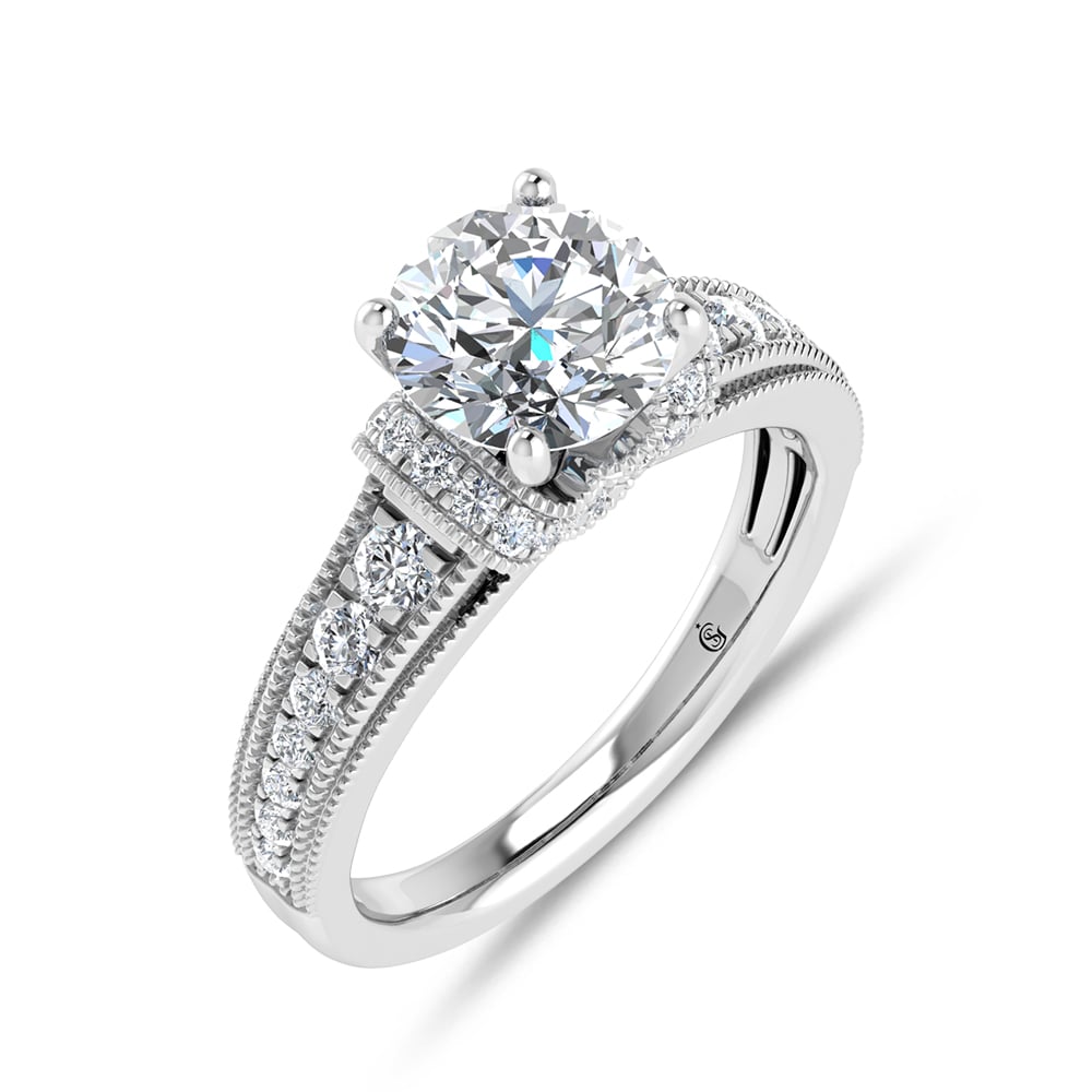 14K White Gold 2 1/2 Ct.Tw. Lab Grown Diamond Engagement Ring (IGI Certified Center 2ct)