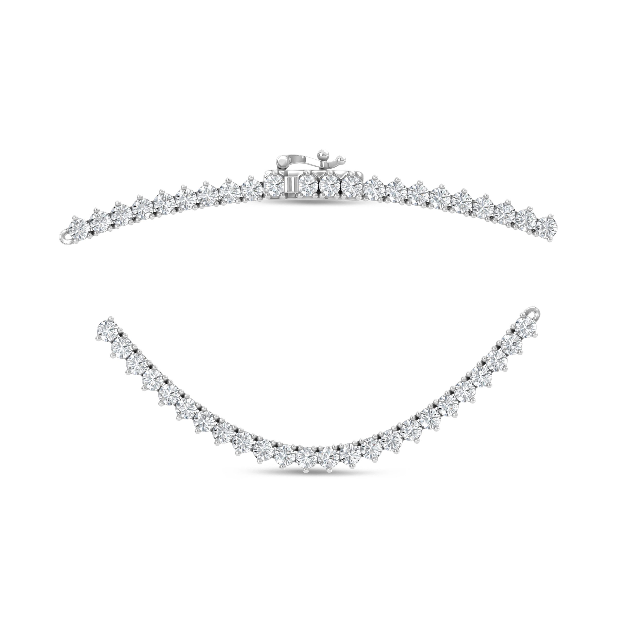 14K White Gold Lab Grown Diamond 10 Ct.Tw. 3 Prong Necklace