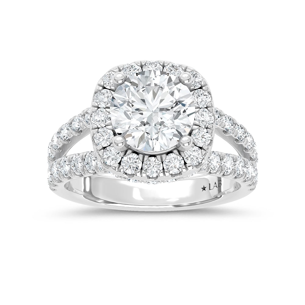14K White Gold Lab Grown Round Shape Diamond 3 5/8 Ct.Tw. Halo Engagement Ring