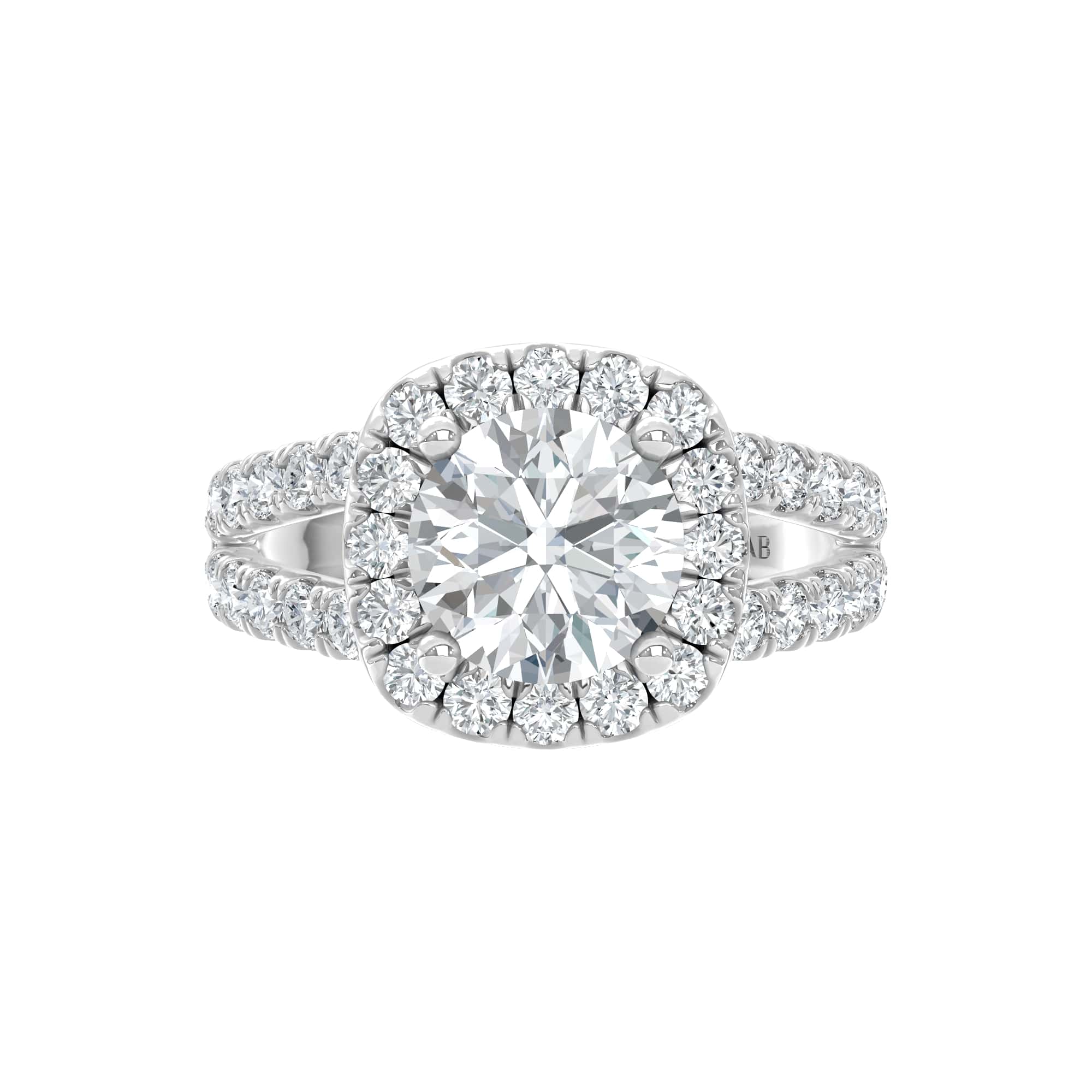14K White Gold Lab Grown Round Shape Diamond 3 5/8 Ct.Tw. Halo Engagement Ring