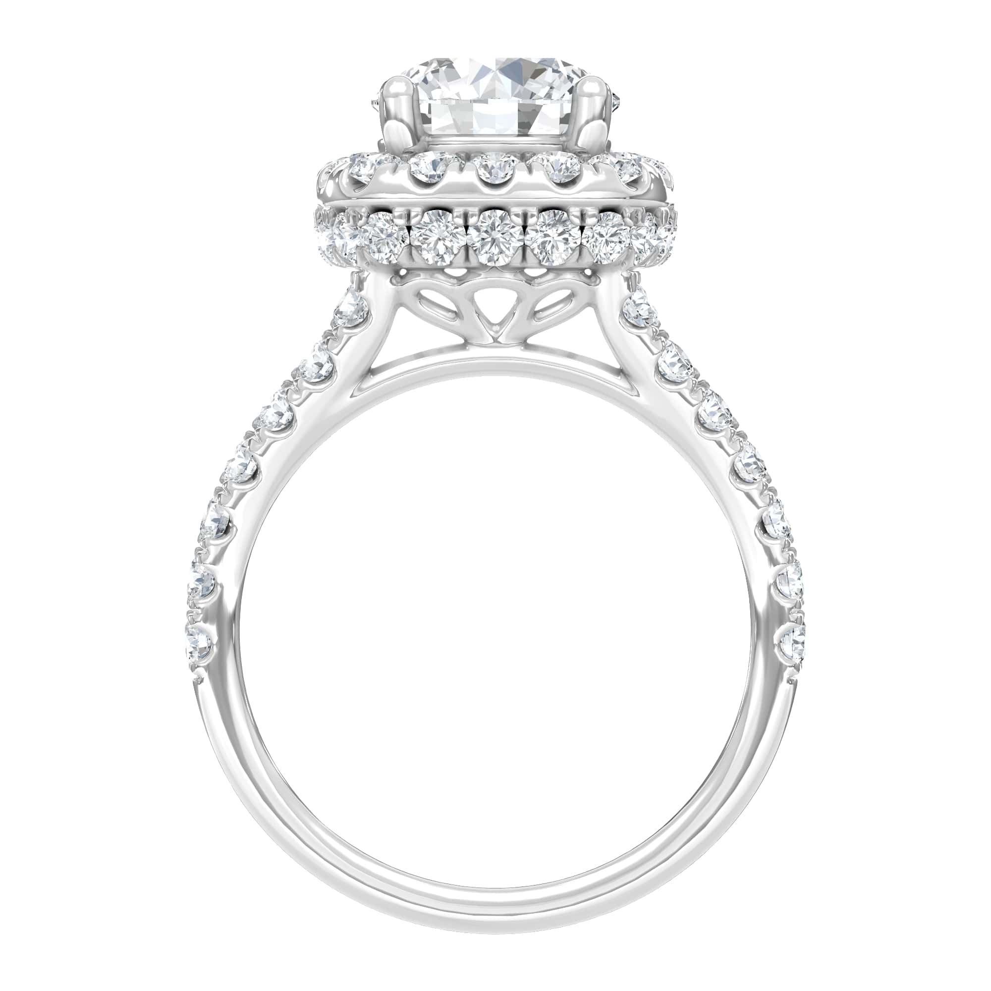 14K White Gold Lab Grown Round Shape Diamond 3 5/8 Ct.Tw. Halo Engagement Ring